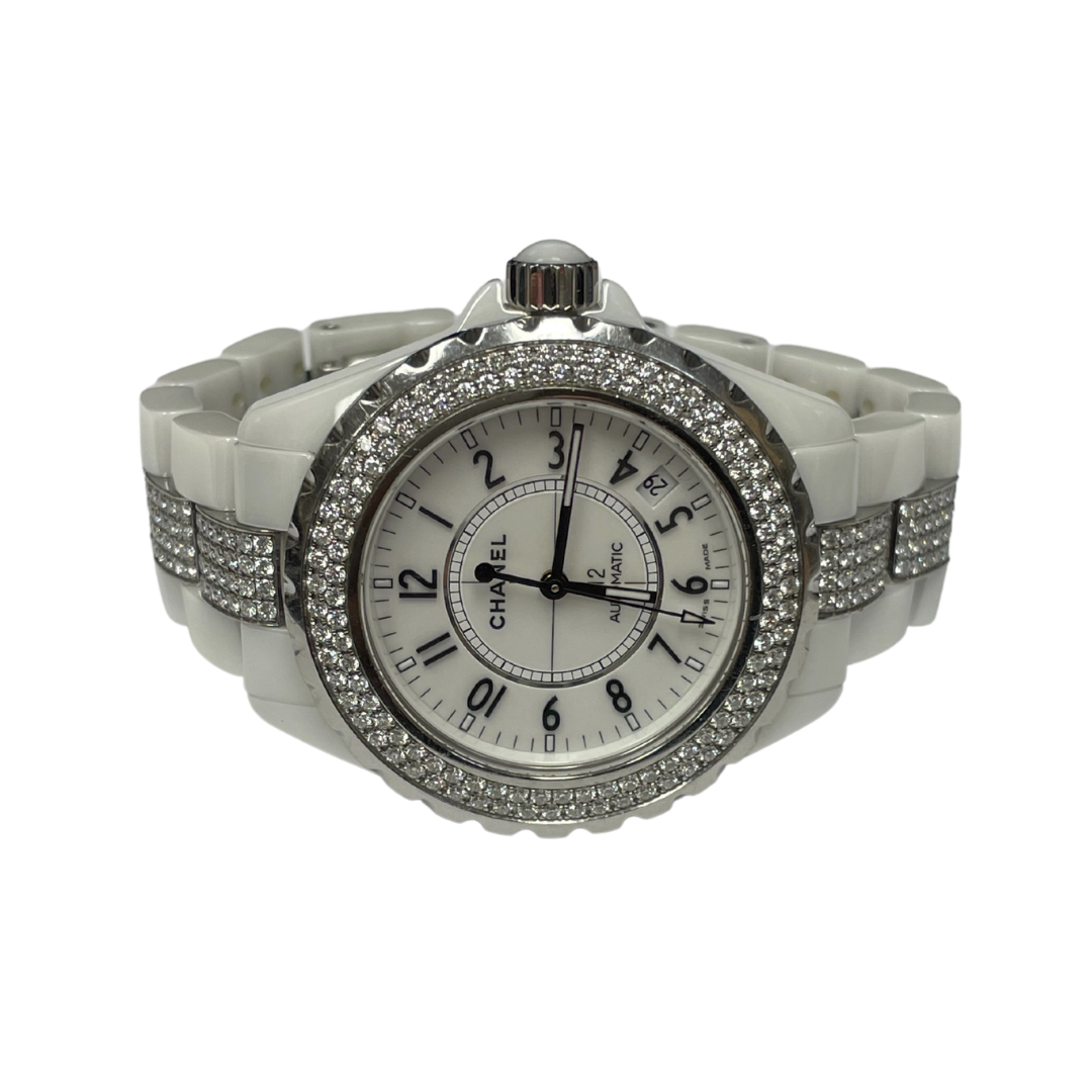 Antique, Estate Consignment Chanel J12 Diamond White Ceramic