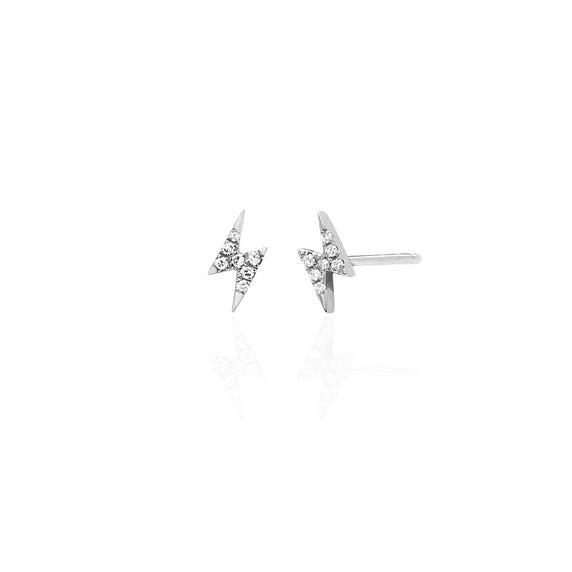 Diamond Mini Lightning Bolt Stud Earring-Earrings-EF Collection-14K Rose Gold-Pair-hurdles-jewelry-boulder-colorado