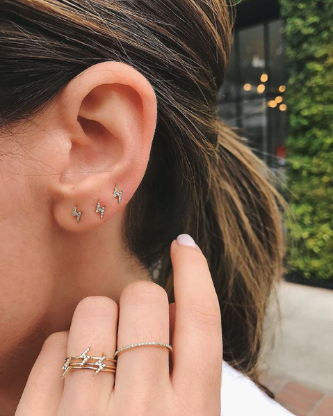 Diamond Mini Lightning Bolt Stud Earring-Earrings-EF Collection-14K Rose Gold-Pair-hurdles-jewelry-boulder-colorado