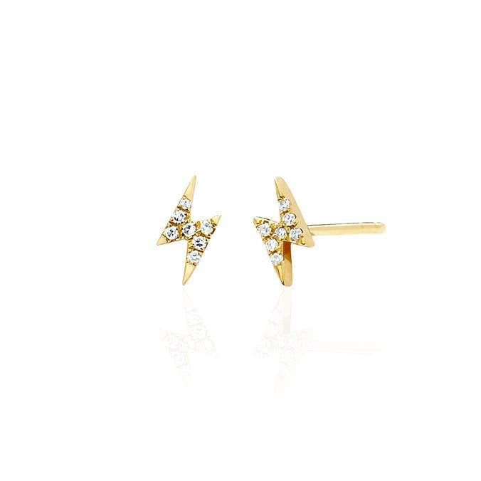 Diamond Mini Lightning Bolt Stud Earring-Earrings-EF Collection-14K Rose Gold-Pair-hurdles-jewelry-boulder-colorado
