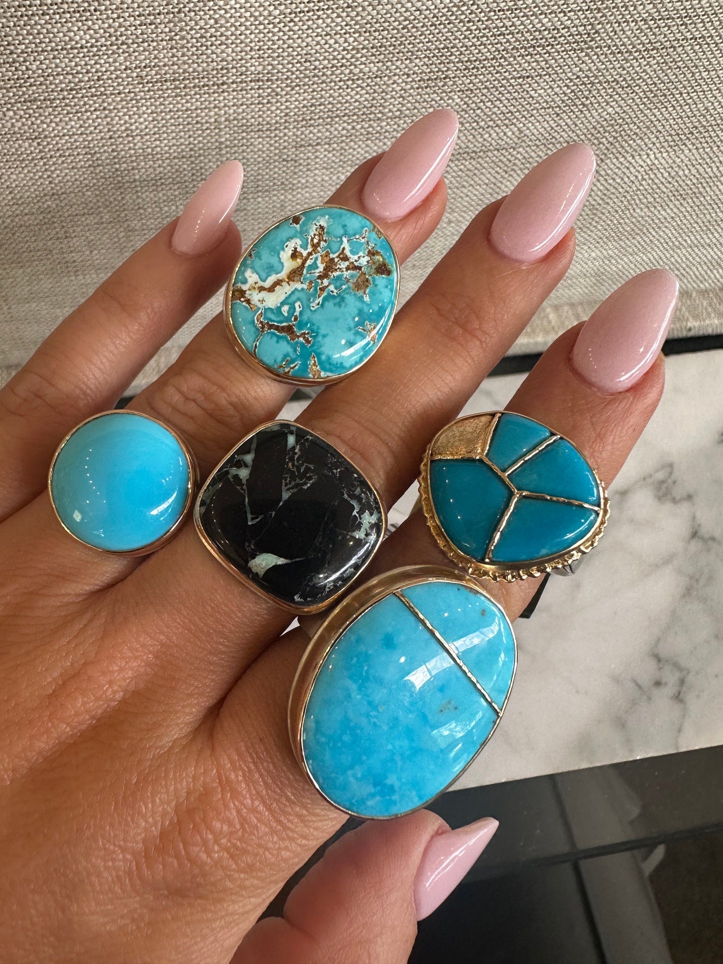 Mexican Turquoise Mosaic Ring-Ring-Jamie Joseph-I don' know or see my size-hurdles-jewelry-boulder-colorado
