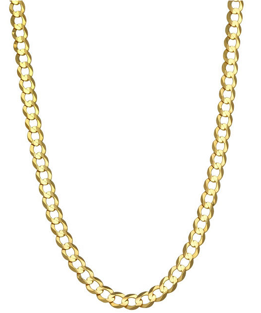 18-inch 14k yellow gold curb chain necklace featuring a classic 7mm wide interlocking link design.