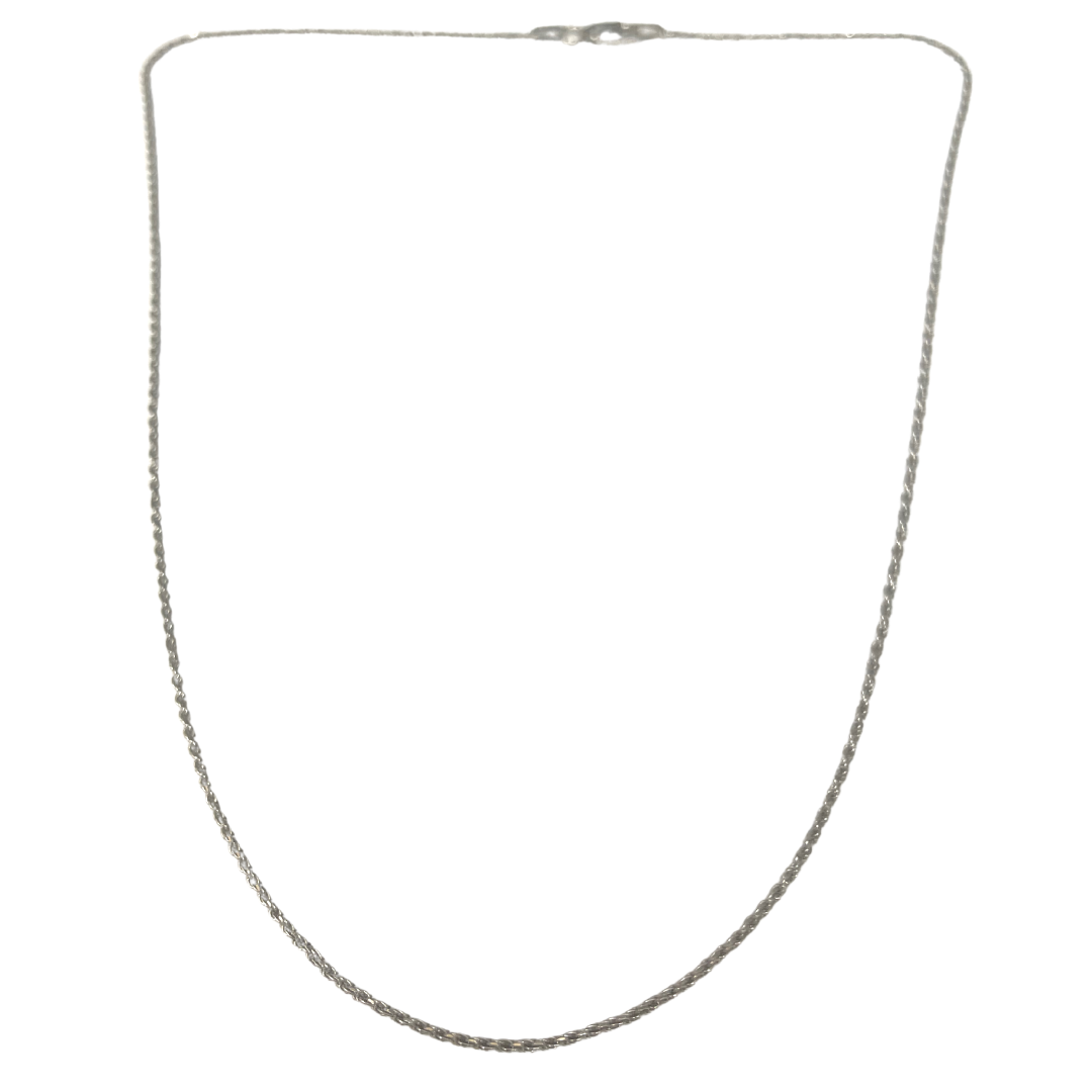 16-inch 14k white gold diamond-cut flex rope chain necklace with a polished finish.