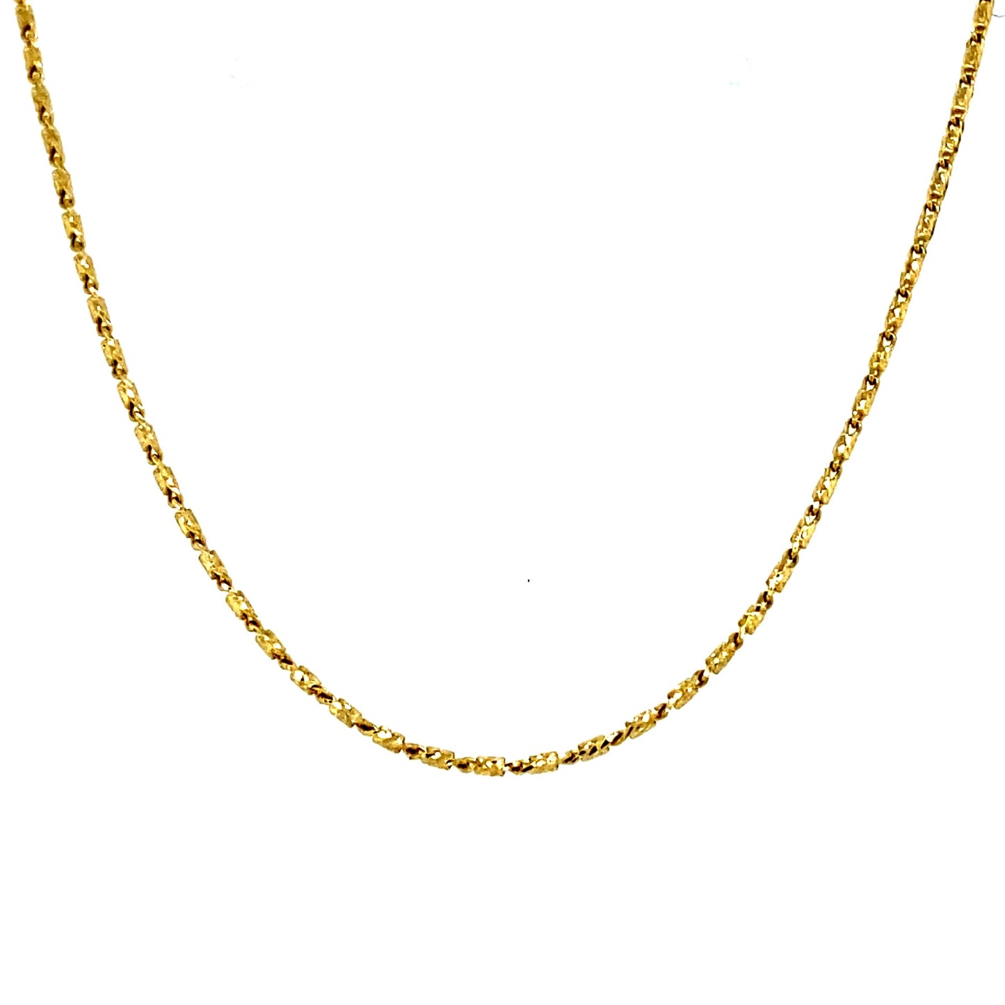 18-inch 14k yellow gold Raso chain necklace with a textured 1.0mm link design.