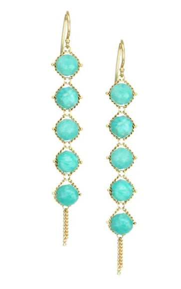 Amazonite Textile Drop Earrings-Earrings-Amali-hurdles-jewelry-boulder-colorado