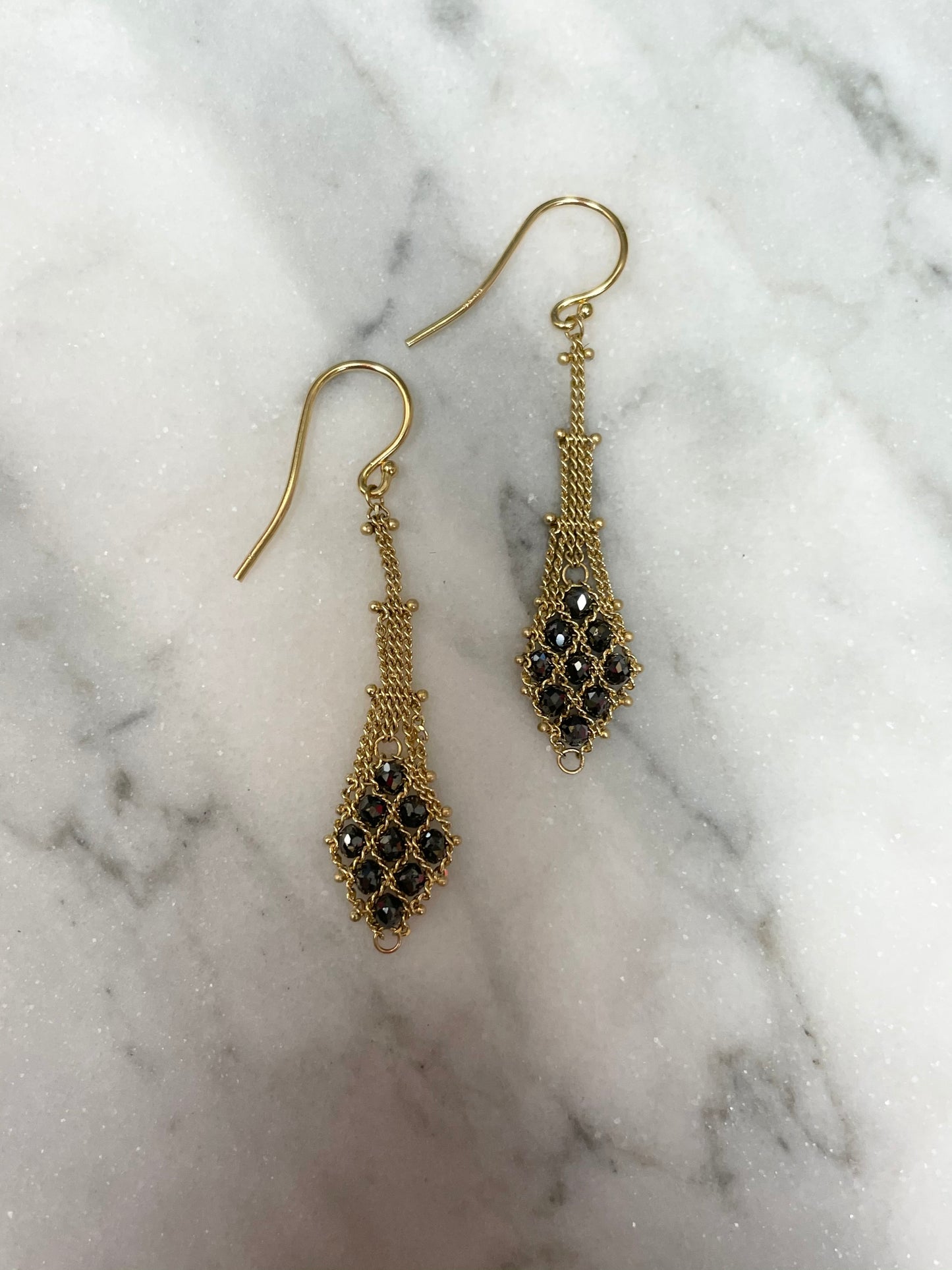 Black Diamond Textile Earrings-Earrings-Amali-hurdles-jewelry-boulder-colorado