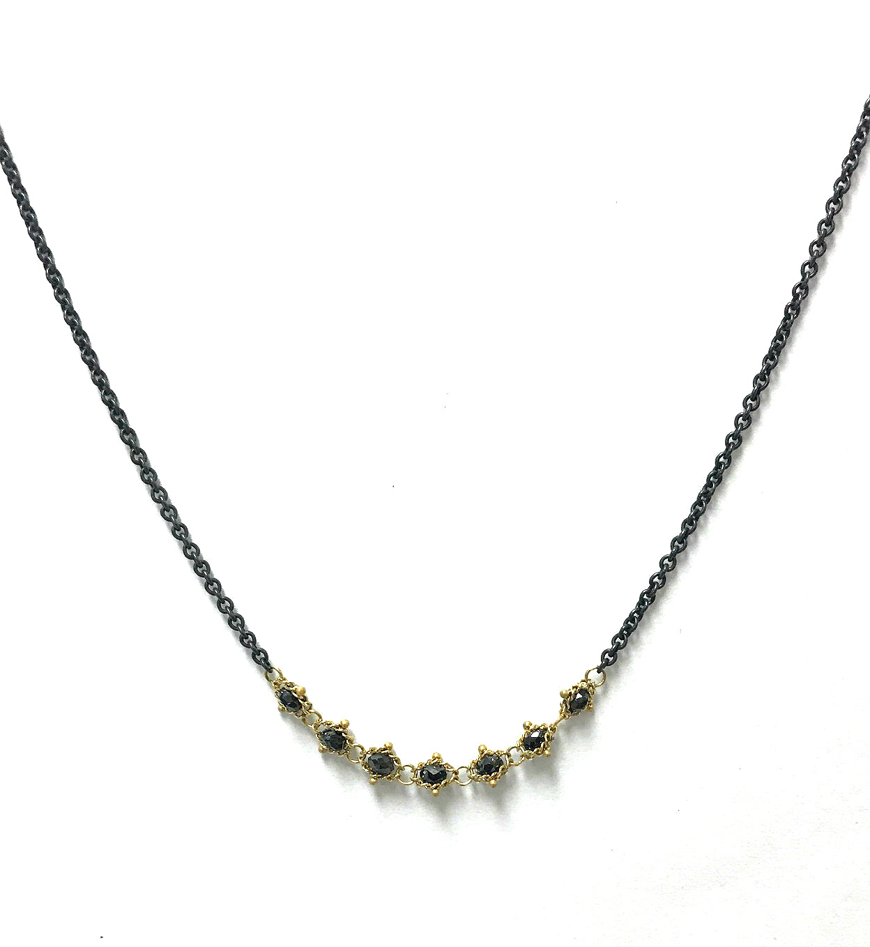 Black Diamond Textile Necklace-Necklace-Amali-hurdles-jewelry-boulder-colorado