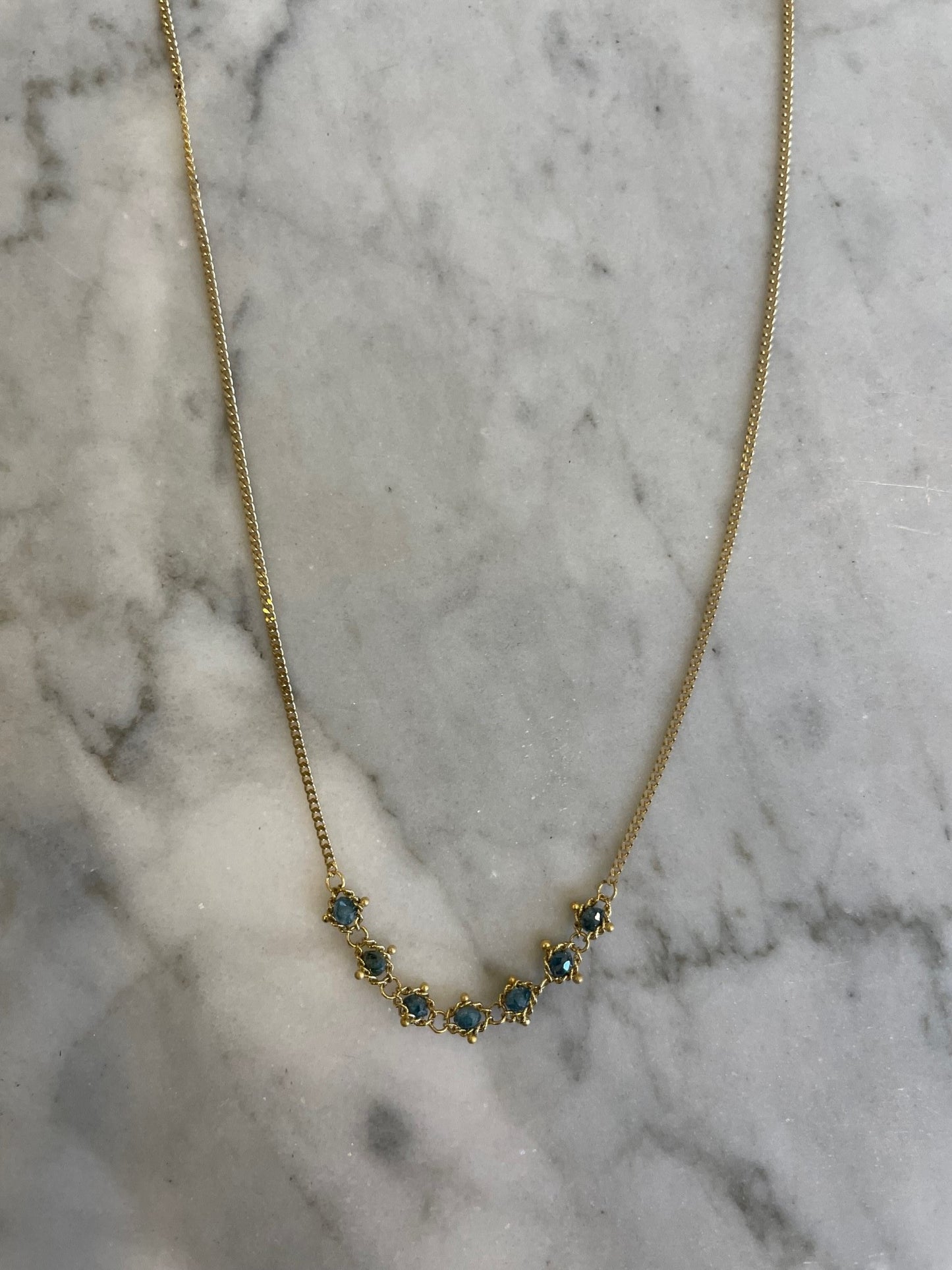 Blue Diamond Smile Textile Necklace-Chain-Amali-hurdles-jewelry-boulder-colorado