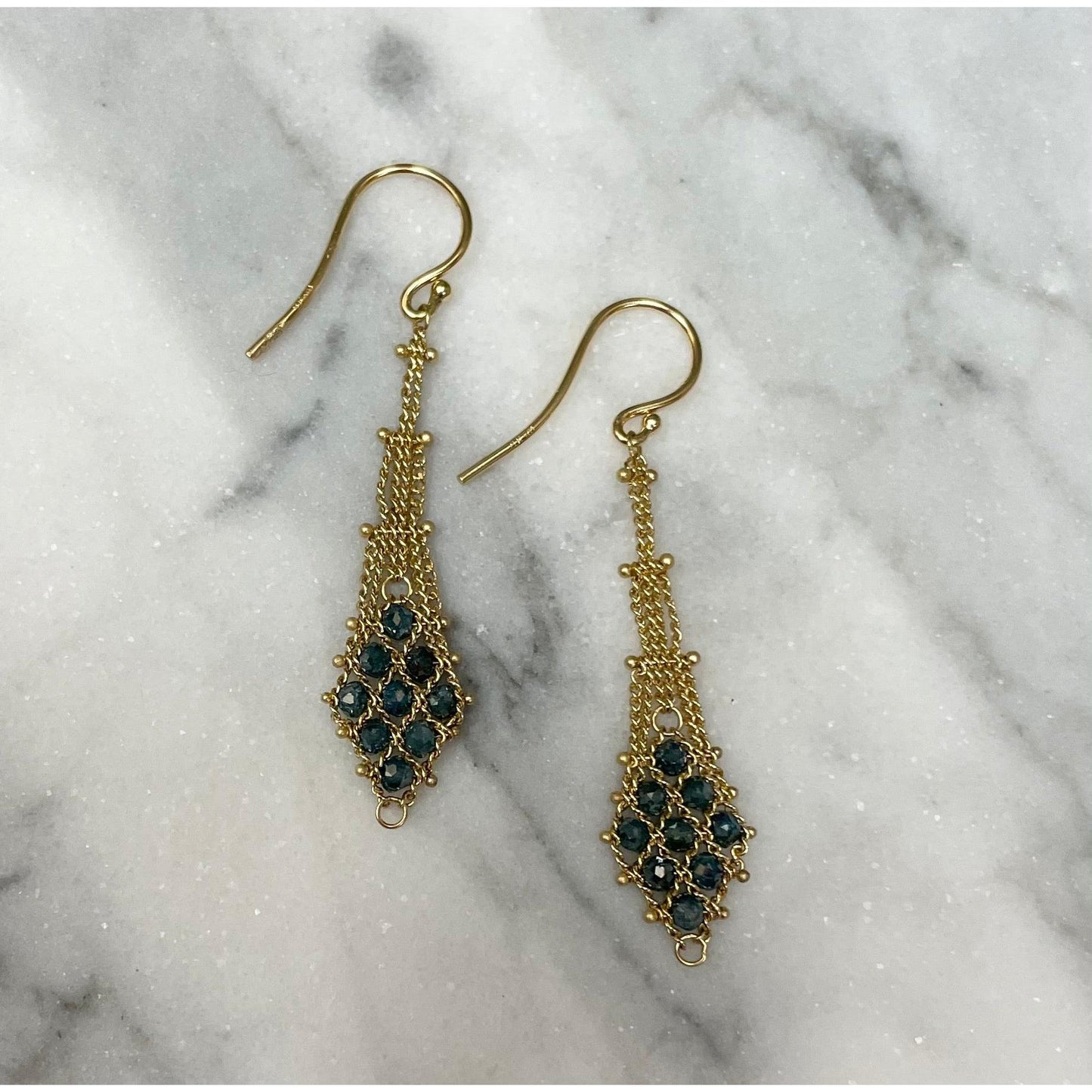 Blue Diamond Textile Earrings-Earrings-Amali-hurdles-jewelry-boulder-colorado