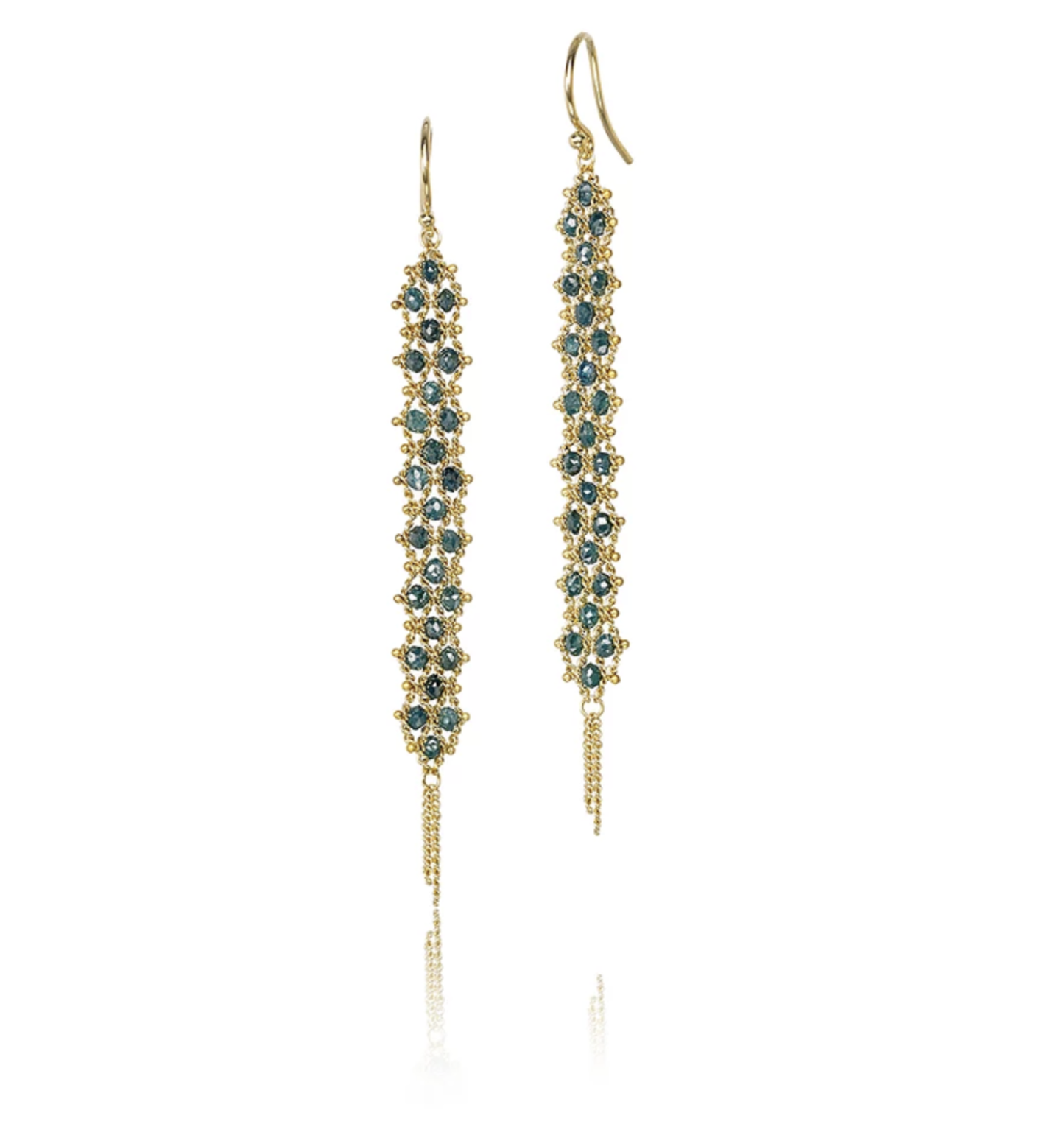 Blue Diamond Textile Earrings-Earrings-Amali-hurdles-jewelry-boulder-colorado
