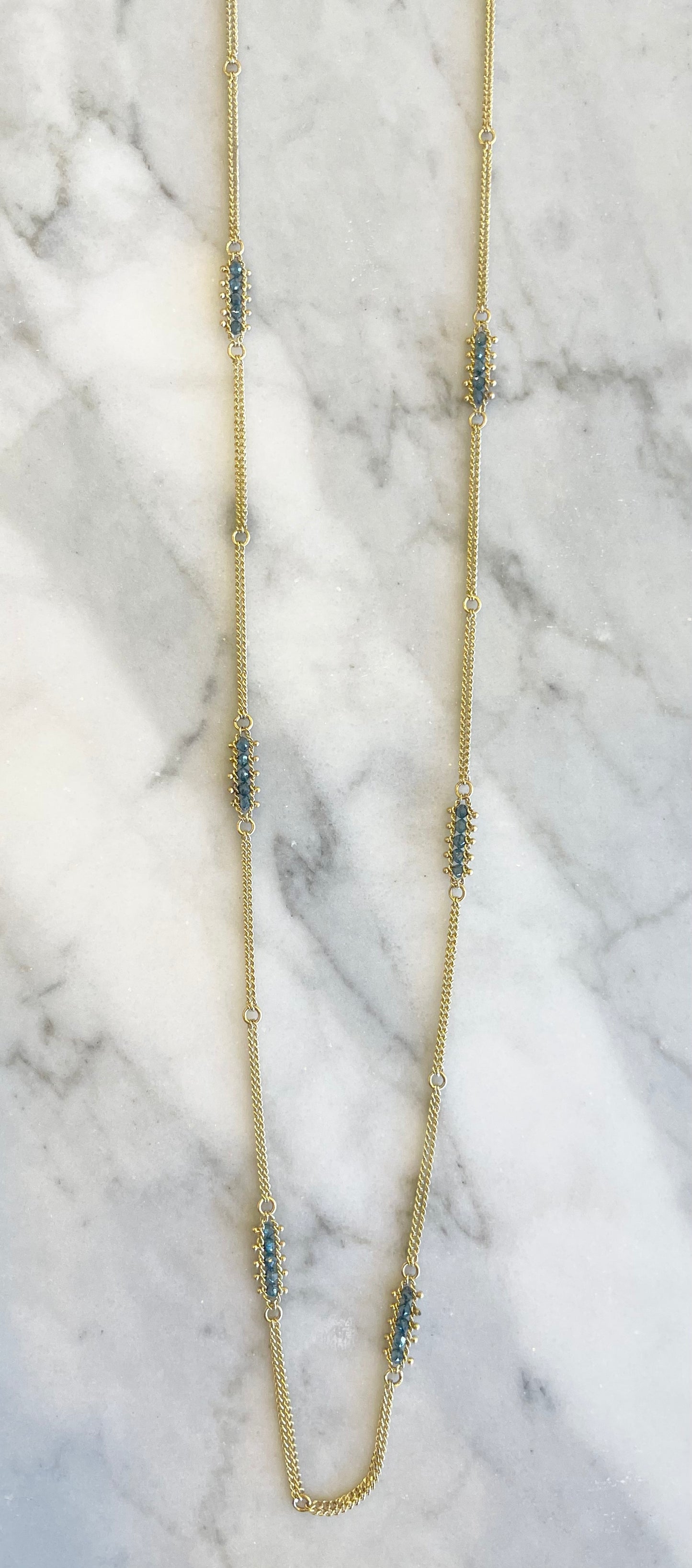 Blue Diamond Woven Station Necklace-Chain-Amali-16-18 inch-hurdles-jewelry-boulder-colorado
