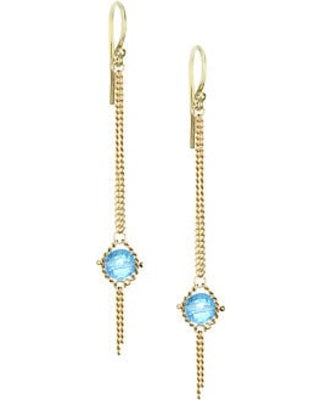 Blue Topaz Chain Link Earrings-Earrings-Amali-hurdles-jewelry-boulder-colorado