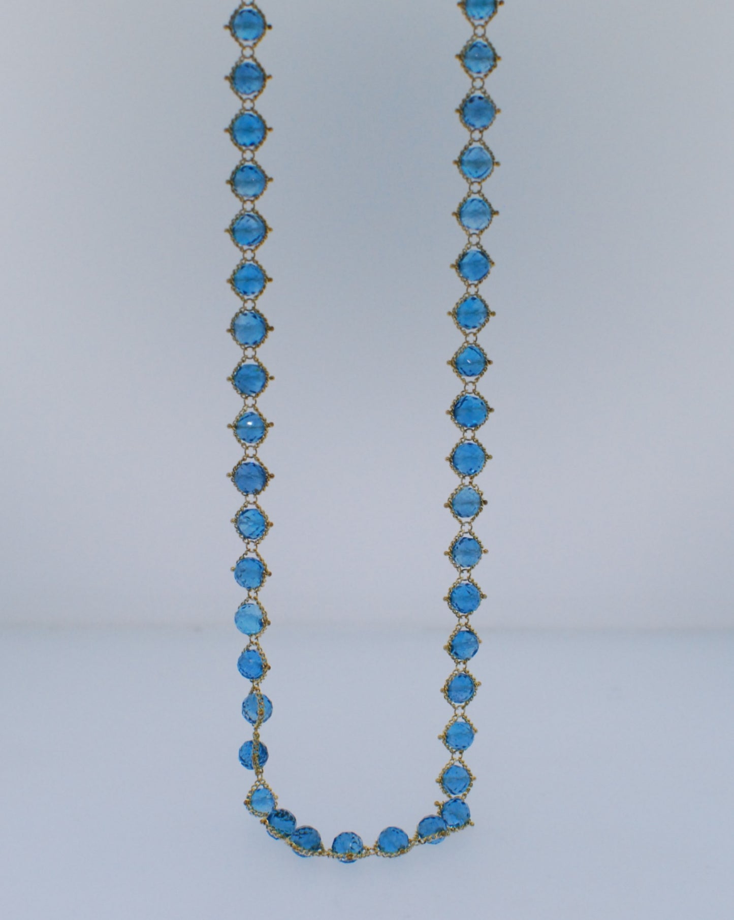 Blue Topaz Textile Necklace-Necklace-Amali-16-18 inch-hurdles-jewelry-boulder-colorado