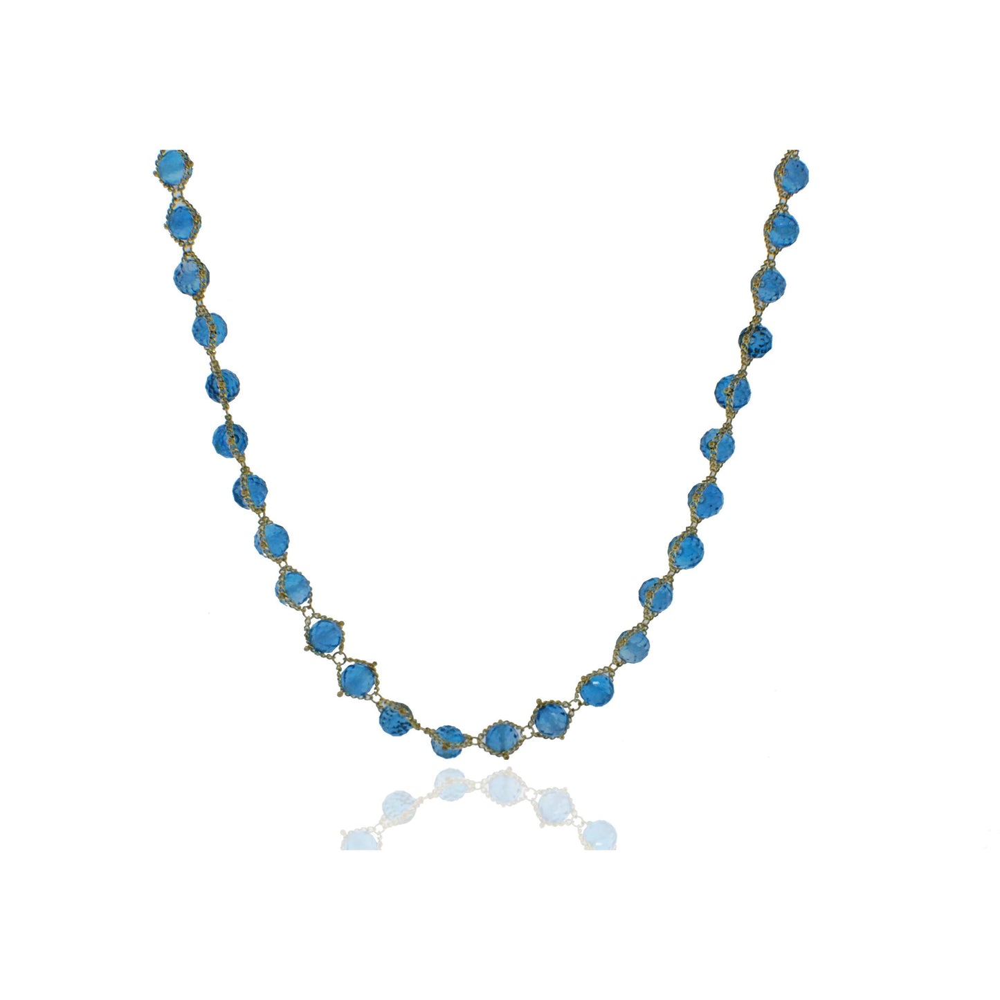 Blue Topaz Textile Necklace-Necklace-Amali-16-18 inch-hurdles-jewelry-boulder-colorado