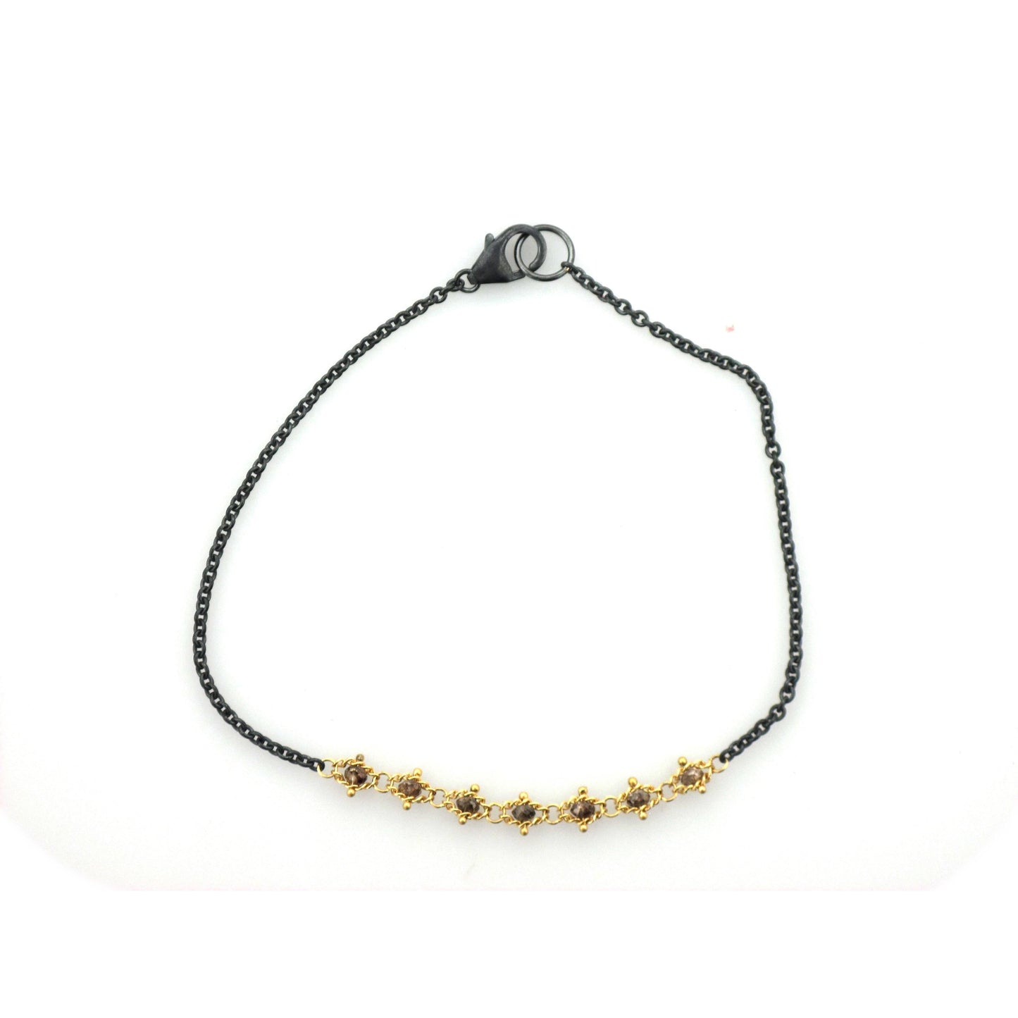 Champagne Diamond Textile Bracelet-Bracelet-Amali-hurdles-jewelry-boulder-colorado