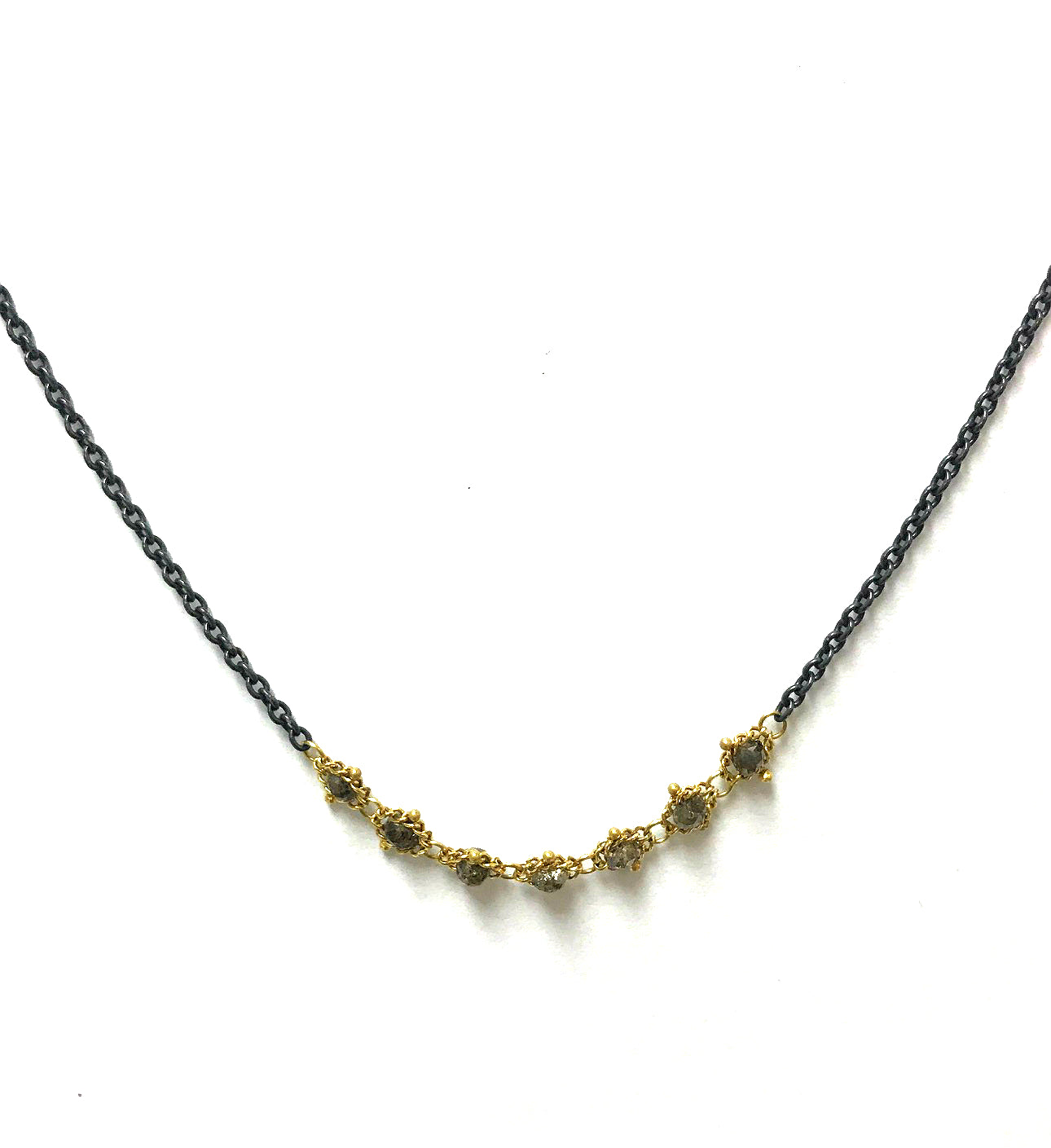 Champagne Diamond Textile Necklace-Necklace-Amali-hurdles-jewelry-boulder-colorado
