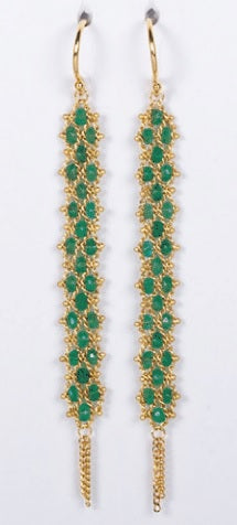 Emerald Textile Woven Drop Earrings-Earrings-Amali-hurdles-jewelry-boulder-colorado
