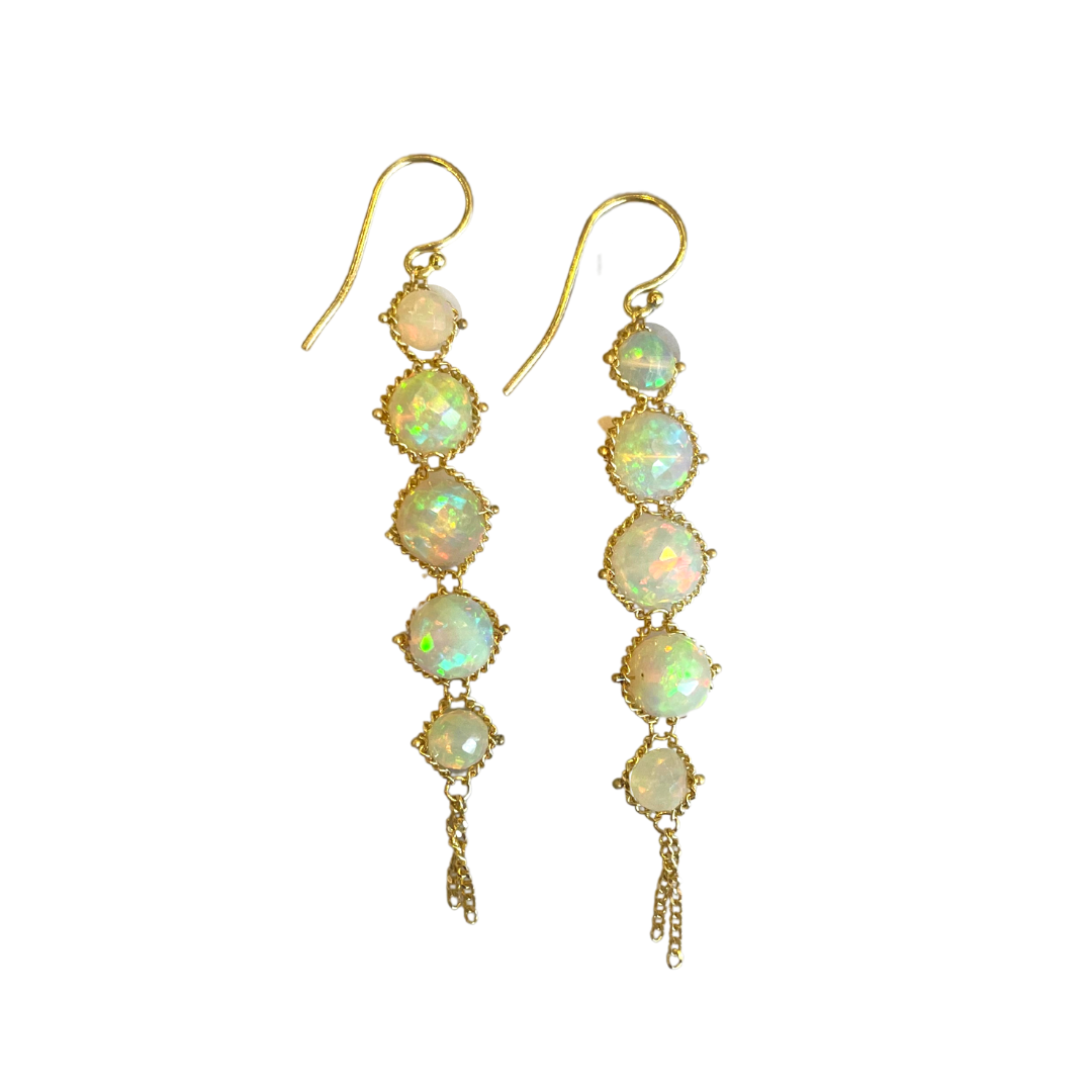 Faceted Opal Textile Earrings-Earrings-Amali-hurdles-jewelry-boulder-colorado