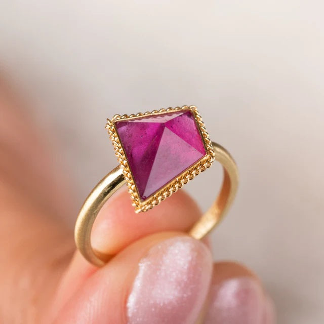 Faceted Pink Tourmaline Ring-Ring-Amali-I don' know or see my size-hurdles-jewelry-boulder-colorado