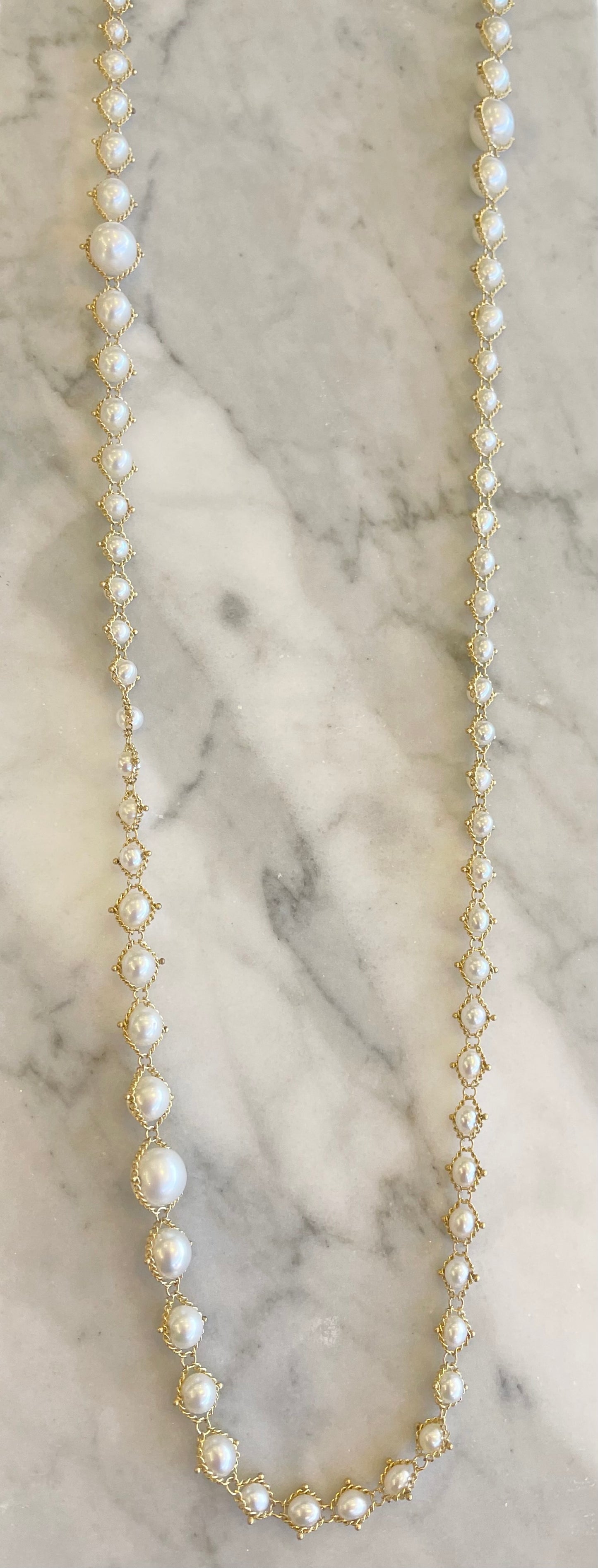 Graduated Textile Pearl Necklace-Necklace-Amali-16-18 inch Akoya-hurdles-jewelry-boulder-colorado