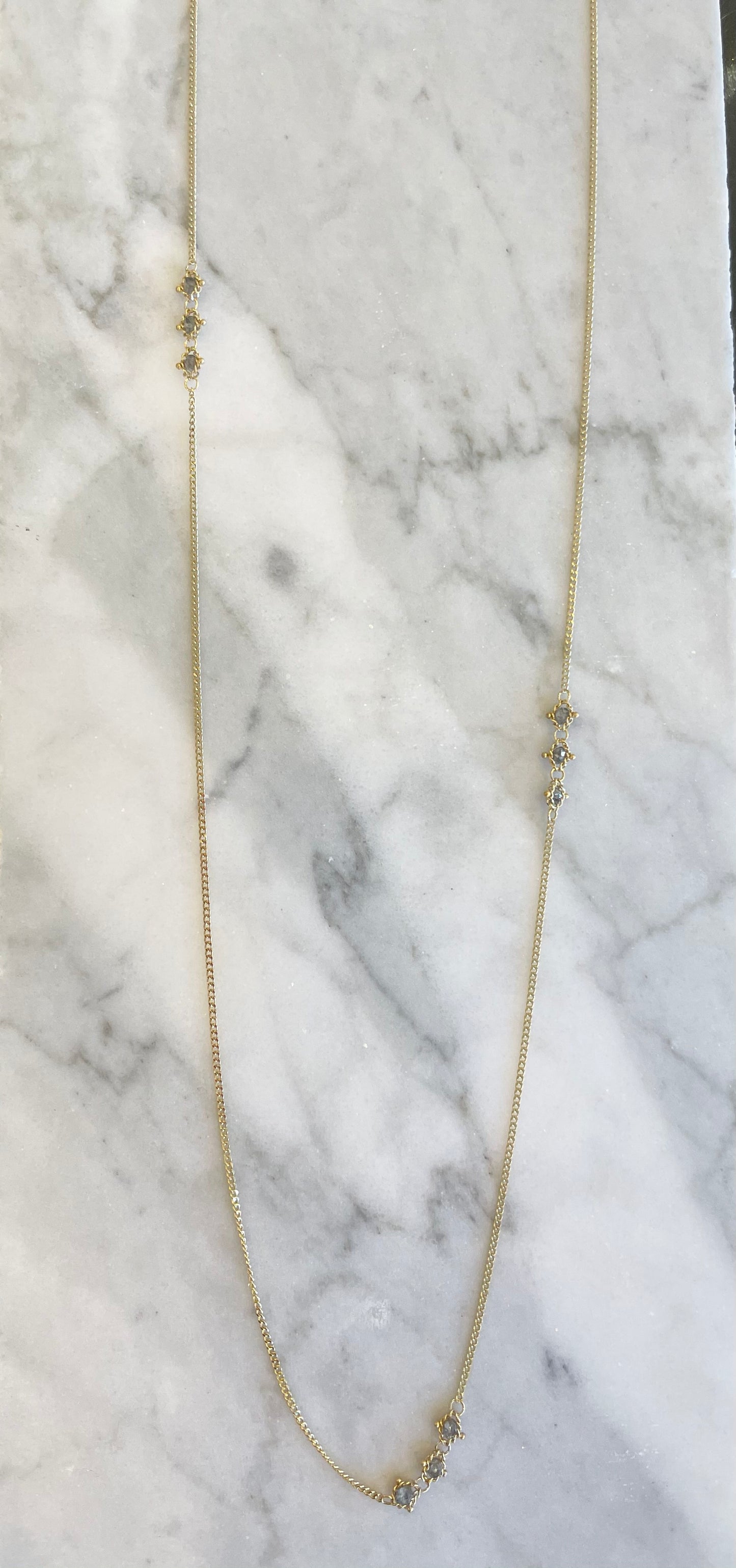Grey Diamond Triple Textile Station Necklace-Chain-Amali-hurdles-jewelry-boulder-colorado