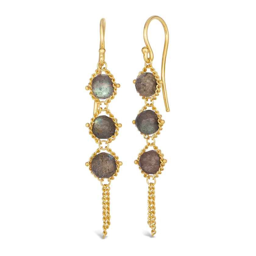 Labradorite Textile Earrings-Earrings-Amali-hurdles-jewelry-boulder-colorado