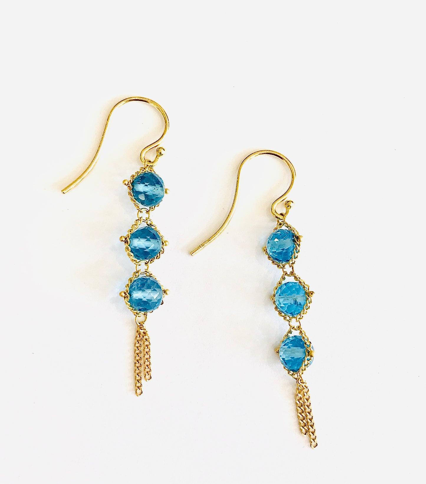 London Blue Topaz Textile Drops-Earrings-Amali-hurdles-jewelry-boulder-colorado