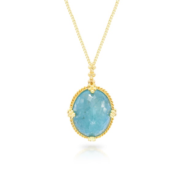 Oval Aquamarine Necklace-Necklace-Amali-hurdles-jewelry-boulder-colorado