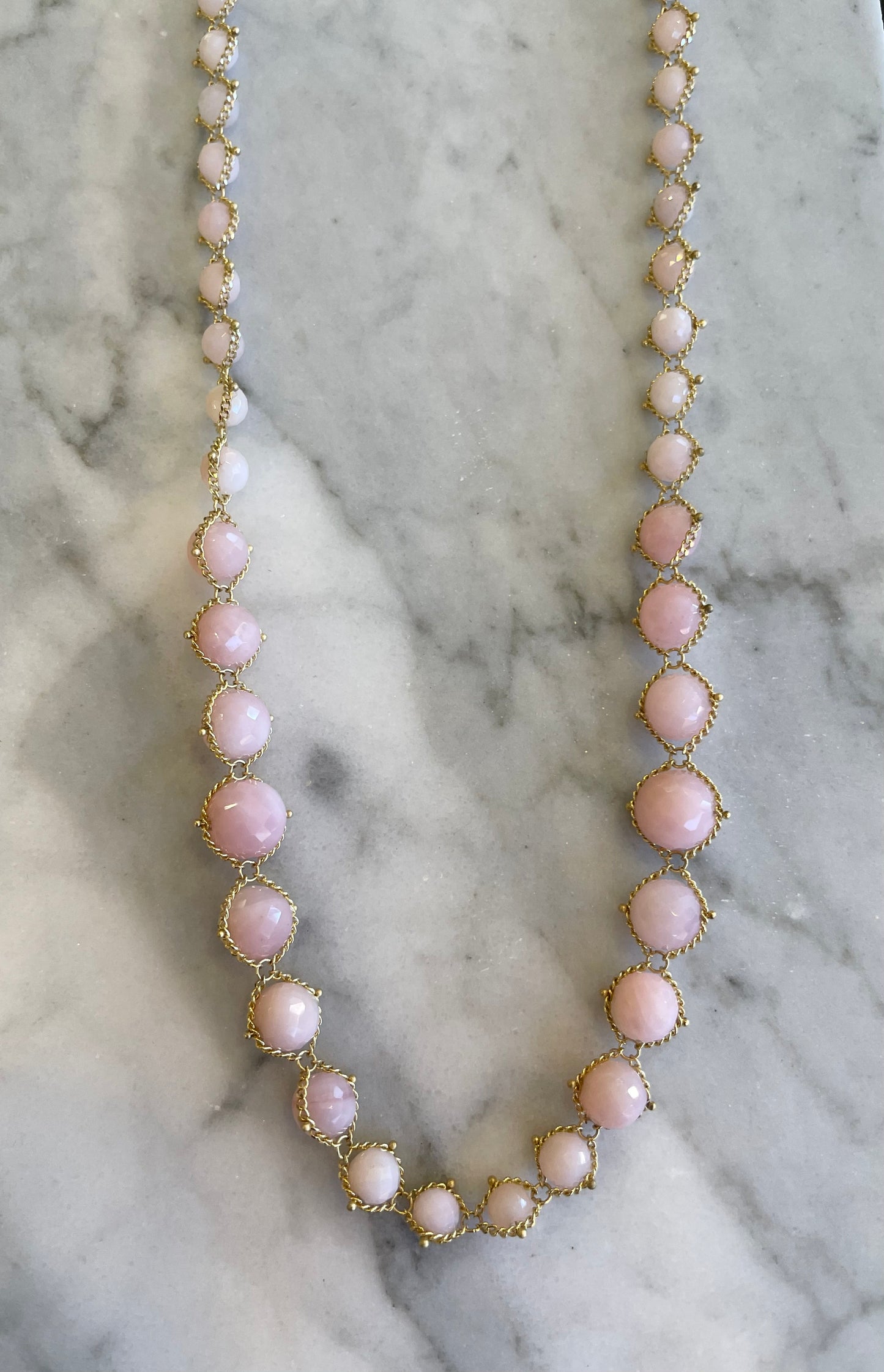 Pink Opal Graduated Textile Necklace-Necklace-Amali-16-18 inch-hurdles-jewelry-boulder-colorado
