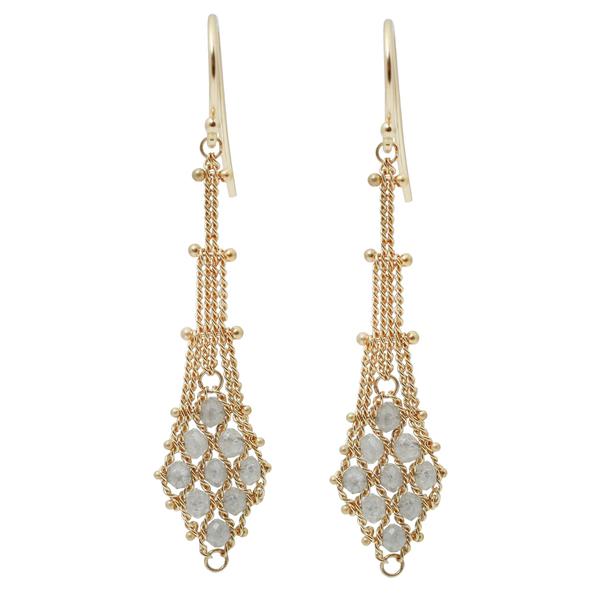 Silver Diamond Textile Earrings-Earrings-Amali-hurdles-jewelry-boulder-colorado