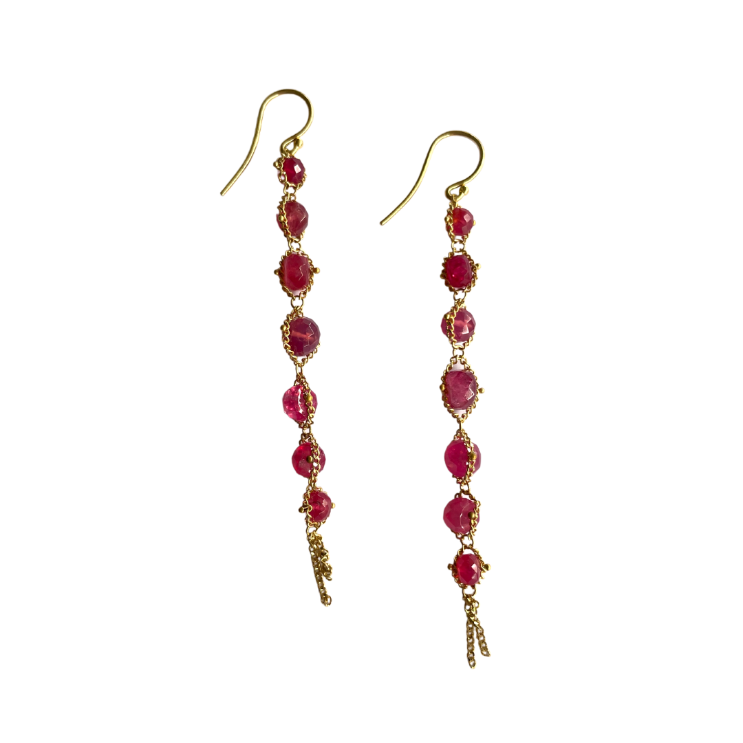 Spinel Textile Drop Earrings-Earrings-Amali-hurdles-jewelry-boulder-colorado
