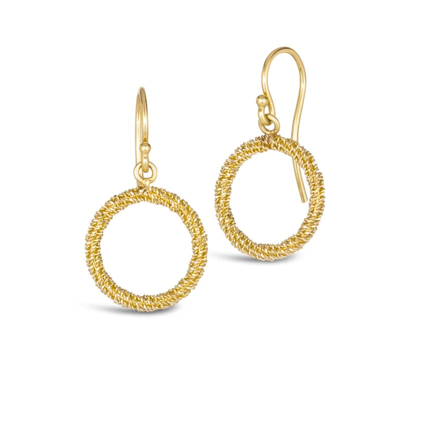 Stardust 18k Gold Circle Earrings-Earrings-Amali-hurdles-jewelry-boulder-colorado