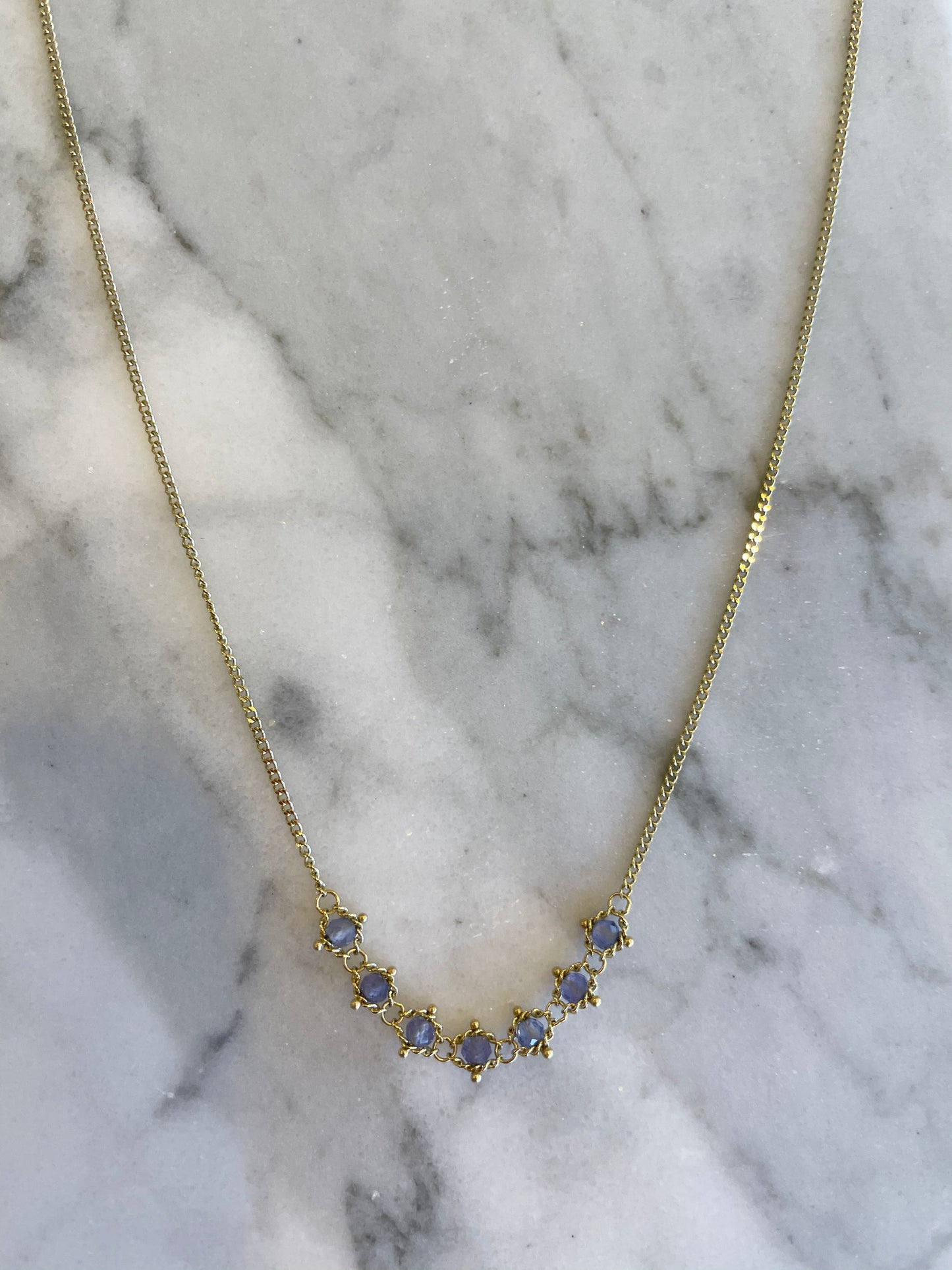 Tanzanite Petite Textile Necklace-Necklace-Amali-hurdles-jewelry-boulder-colorado