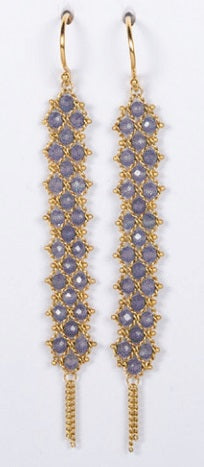 Tanzanite Woven Drop Earrings-Earrings-Amali-hurdles-jewelry-boulder-colorado