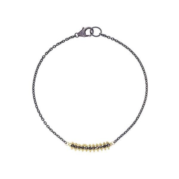 Textile Black Diamond Station Bracelet-Bracelet-Amali-hurdles-jewelry-boulder-colorado
