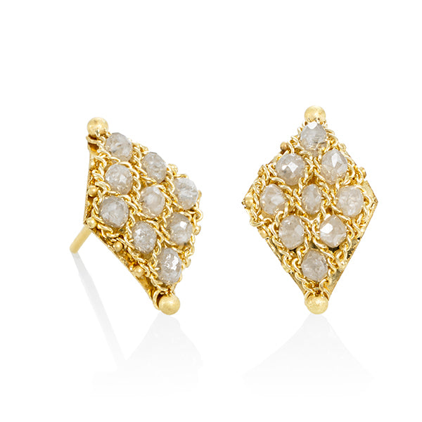Textile Grey Diamond Earrings-Earrings-Amali-hurdles-jewelry-boulder-colorado