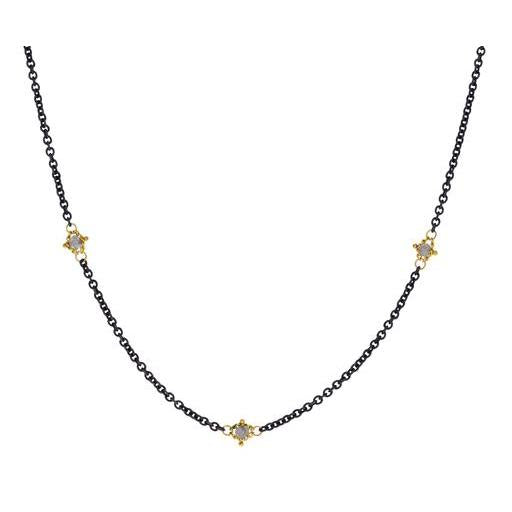Textile Grey Diamond Station Necklace-Chain-Amali-16-18 inch-hurdles-jewelry-boulder-colorado
