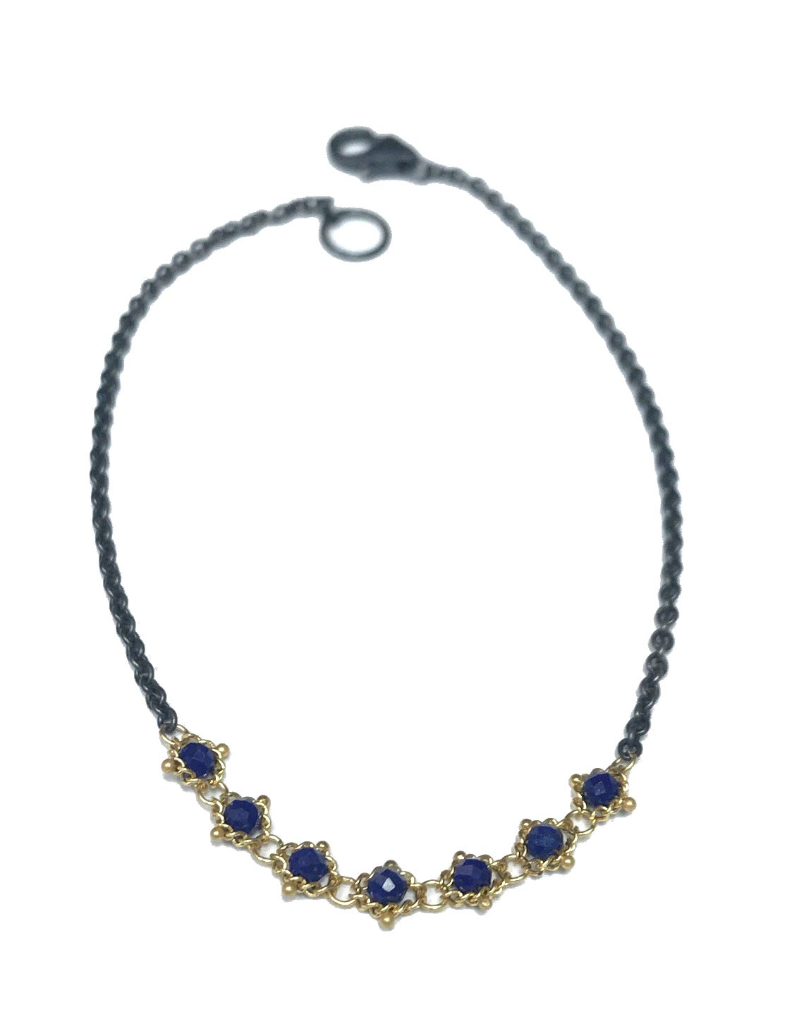 Textile Lapis Station Bracelet-Bracelet-Amali-hurdles-jewelry-boulder-colorado