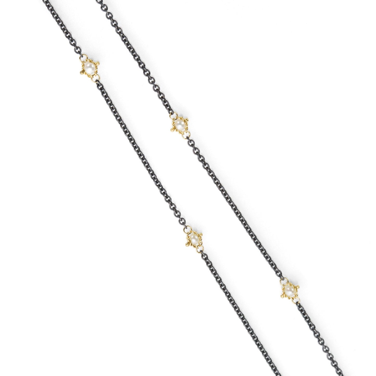 Textile Pearl Station Necklace-Chain-Amali-16-18 inch-hurdles-jewelry-boulder-colorado