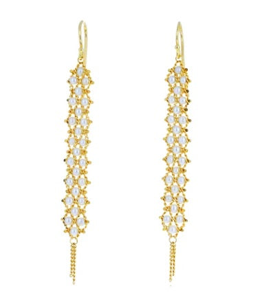 Textile Pearl Weave Earrings-Earrings-Amali-hurdles-jewelry-boulder-colorado