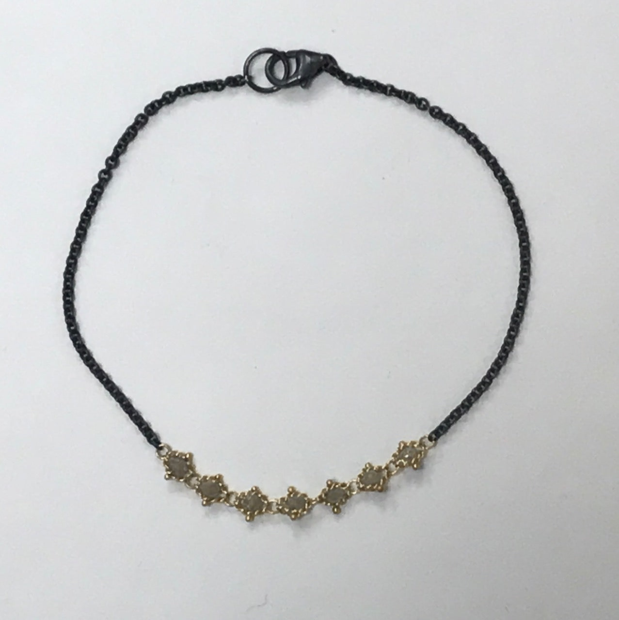 Textile Silver Diamond Station Bracelet-Bracelet-Amali-hurdles-jewelry-boulder-colorado