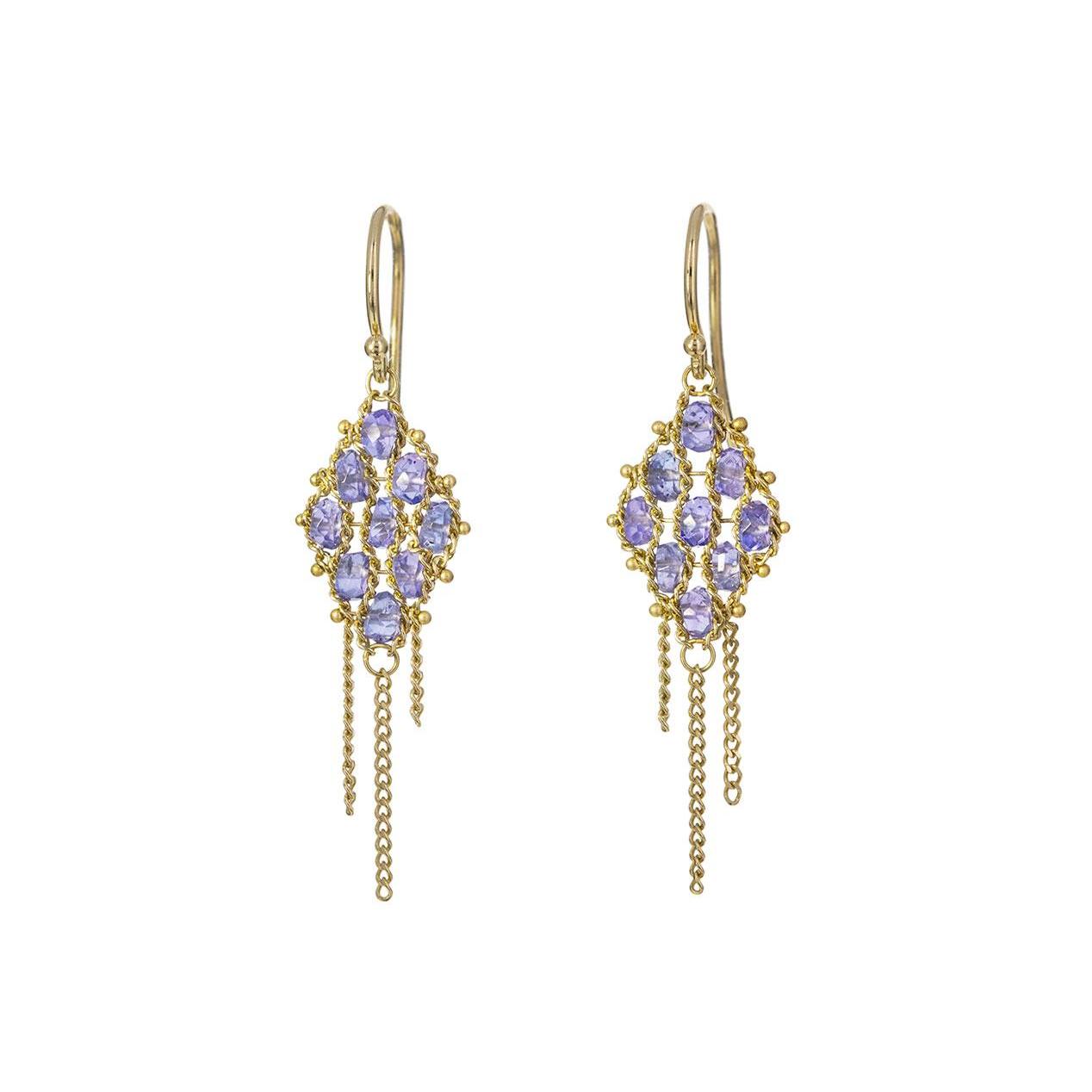 Textile Tanzanite Drape Earrings-Earrings-Amali-hurdles-jewelry-boulder-colorado