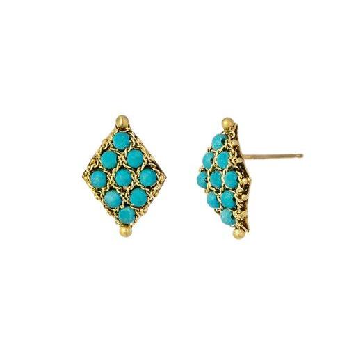 Textile Turquoise Stud Earrings-Earrings-Amali-hurdles-jewelry-boulder-colorado