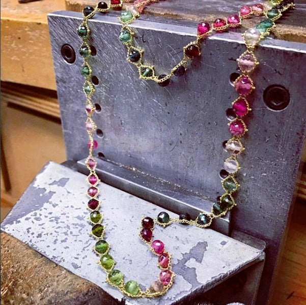 Tourmaline Textile Necklace-Necklace-Amali-hurdles-jewelry-boulder-colorado