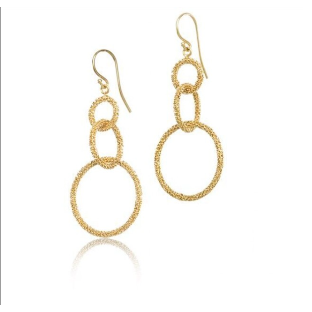 Triple Circle Stardust Chain Earrings-Earrings-Amali-hurdles-jewelry-boulder-colorado