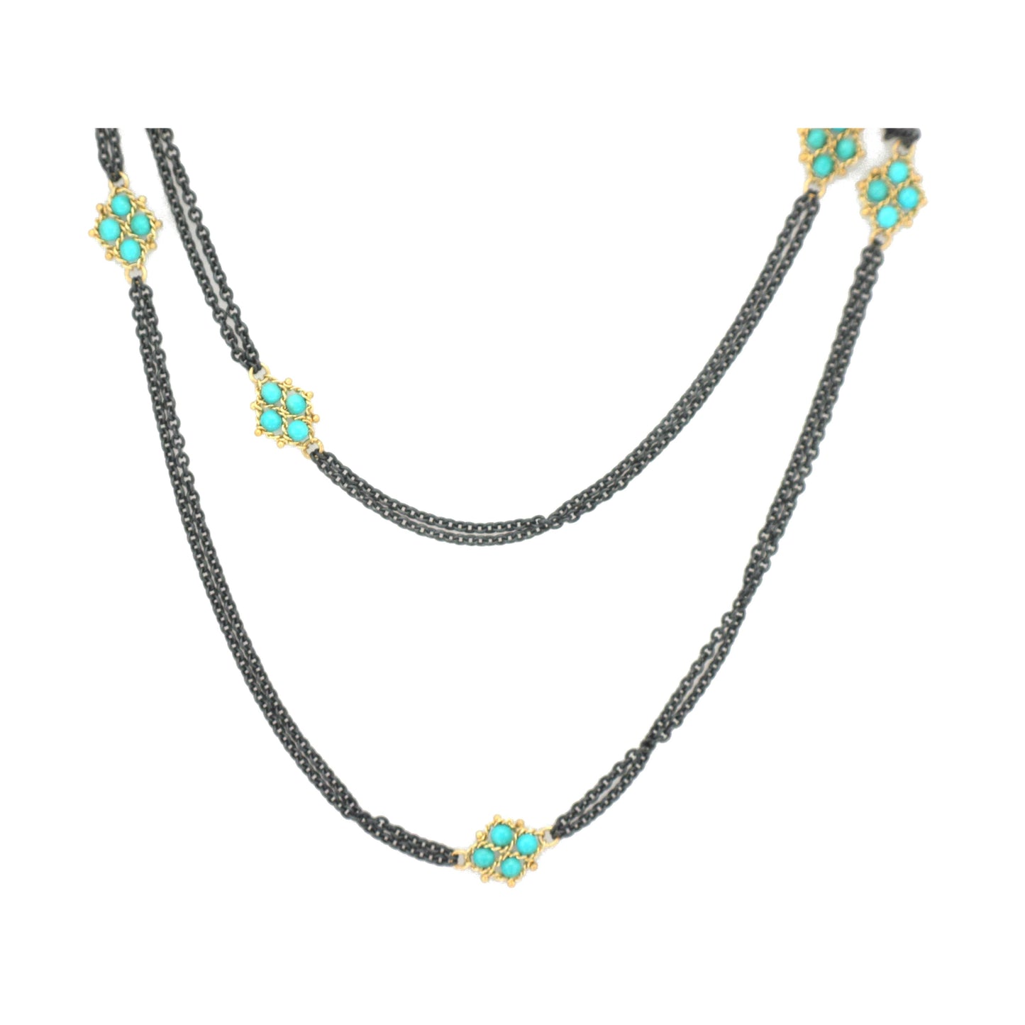 Turquoise Long Textile Chain-Chain-Amali-hurdles-jewelry-boulder-colorado