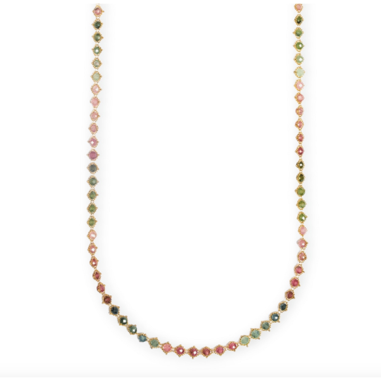 Watermelon Tourmaline Textile Woven Strand-Necklace-Amali-hurdles-jewelry-boulder-colorado