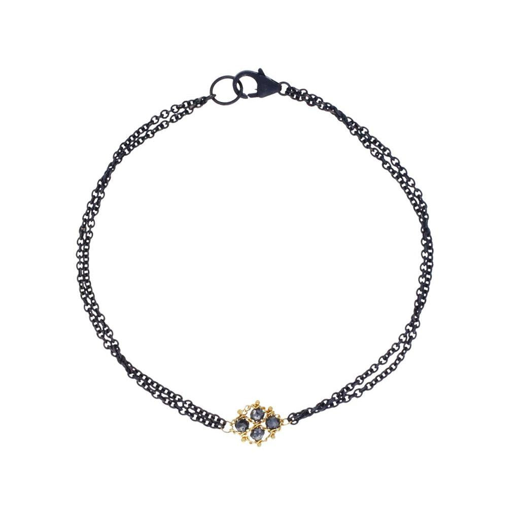 Woven Black Diamond Station Bracelet-Bracelet-Amali-hurdles-jewelry-boulder-colorado