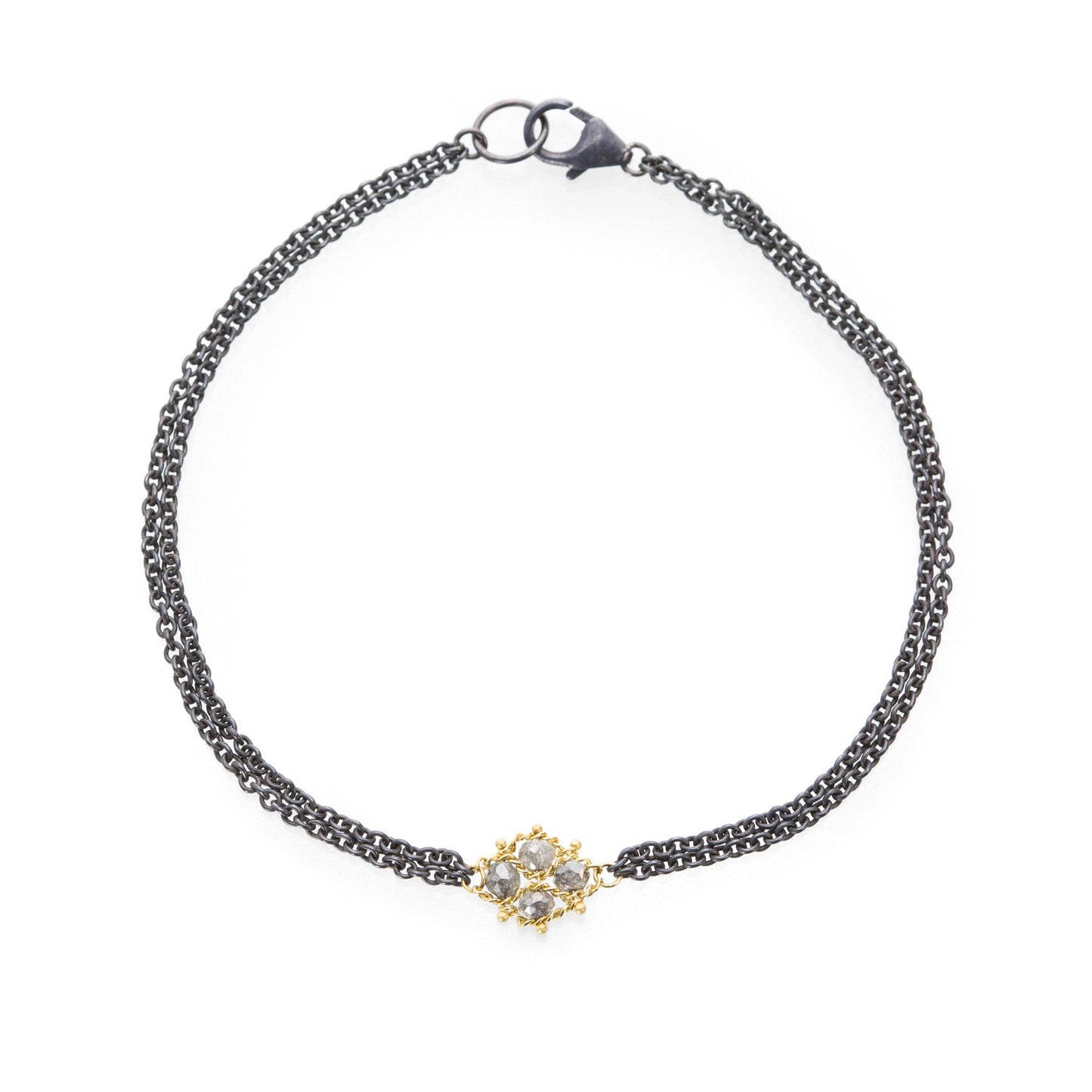 Woven Silver Diamond Station Bracelet-Bracelet-Amali-hurdles-jewelry-boulder-colorado