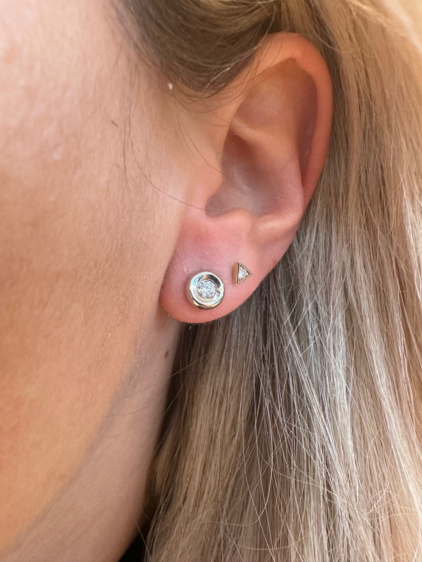 0.25 Carat Bezel Set Diamond Stud Earrings-Diamond Stud-Antique, Estate & Consignment-hurdles-jewelry-boulder-colorado